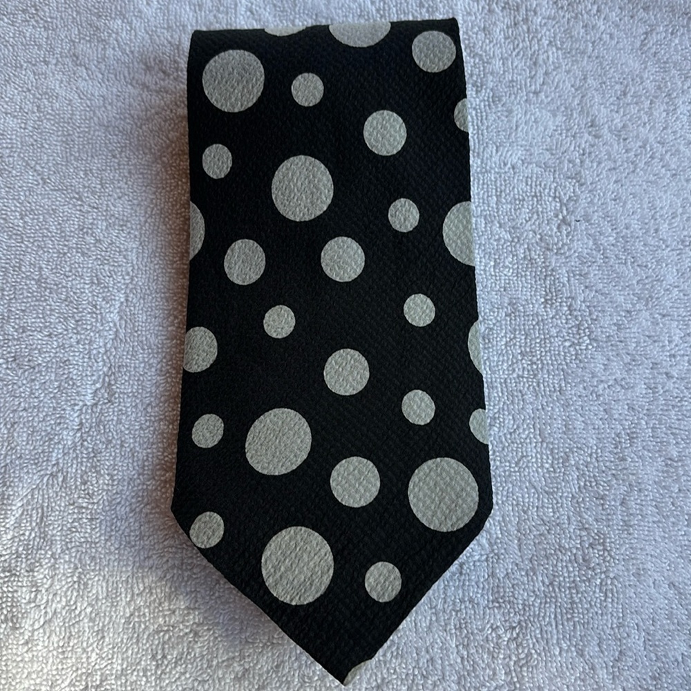 NWT Mario Caldi Black Silver Dots 100% Silk Men’s Classic Neck Tie